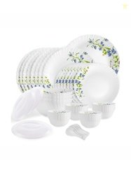 Cello Dazzle Series White Floral Opalware Dishwasher and Microwave Saf