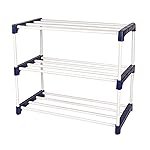 LOTSPEK Multipurpose Collapsible Fabric Wardrobe Organizer for Clothes | Stylish Foldable Storage Rack (Material – Plastic & Pvc Pipes (3 Layer Rack), 52 x 13 x 4 Cm