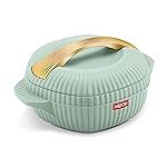 MILTON plastic Oyster 1500 PU Insulated Casserole, 1275 ml, Light Green, BPA Free, Food Grade, Hot and Cold, Easy to Carry, Easy to Store, Chapati, Roti, Curd Maker