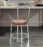 KITHANIA Comfortable Multipurpose Steel Dining/Restaurant/Cafe/Home/Office/Study Chair, with Cushion seat, Without arms Chair Holds up to 115 kg (1, Brown, Standard)