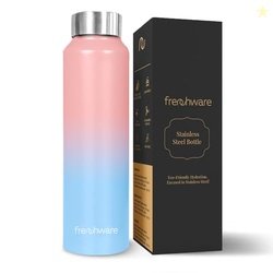 Frenchware Water Bottle (1 Litre, Premium Stainless Steel, Sky-Blush)