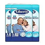Liberty Eco Adult Diaper Pants, Large (L) 60 Count, Waist Size (75-140cm | 30-55 inches), Unisex, High Absorbency, Leak Proof, Overnight Protection, Pack of 3, 20 count/pack
