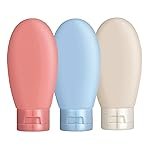 Temperia (3pcs Squeeze Bottles for Toiletries – Travel Essentials Accessories Toiletry Kit for Women & Men – Silicon Travelling Empty Small Containers Organizer for Lotion, Shampoo, Oil – Mix colour