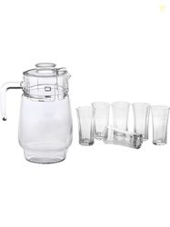 Somil 1 Jug 6 Glasses Set, Great for Serving Water Or Juice, Transpare