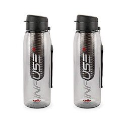 CELLO Infuse Water Bottle Set of 2, 800ml, Black | Food Grade Unbreaka