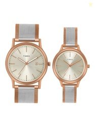 Timex Unisex Brass Dial & Stainless Steel Bracelet Style Straps Analog