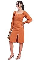 Tokyo Talkies Women’s Long Sleeves Square Neck Solid Dresses | Stylish Dresses | Casual Dresses