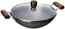 Amazon Brand - Solimo Solimo - Hard Anodized Kadai - With Glass Lid -