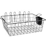 Solimo Luxe Dish Drainer with Cutlery Stand, 3 Pc Cutting Board & Glass/Lid Holder | Utensil Drying Basket | Black