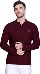 Zeffit Men Solid Polo Neck Polycotton Maroon T-Shirt