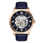 TIMEX Automatic Watch for Man with Blue Round Dial & Blue Leather Strap Band Water Resistant Men’s Wrist Watches