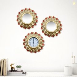 Home Centre SS24 Corsica Set of 3 Sun Shaped Clock and Mirror 25X25CM