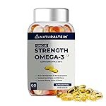 NATURALTEIN Omega 3 Fish Oil â 1000mg per Softgel | 60 Capsules | 180mg EPA & 120mg DHA | With Vitamin E | Premium Triglyceride Form | Supports Heart, Brain & Joint Health | Single Strength Formula