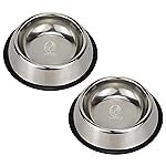Foodie Puppies Stainless Steel Dog Bowl – (450ml, Pack of 2) Pet Feeder Water Food Bowl Non-Slip Puppy Dishes for Small Dogs, Cats, Kitten and Rabbit | Bowl with Anti-Skid Rubber Base
