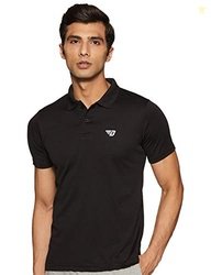 Bhajji Polyester B-086 Cricket Mens Polo Tee, Small (Black)