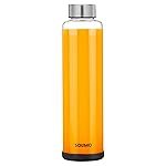 Solimo Borosilicate Glass Fridge Water Bottle | Leak Proof | Stainless Steel Jacketed Cap | Silicon Ring Protection | Toxin-Free | Thermal Shock Resistant | Odor Neutral (1000 ml)