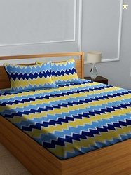 DECORUM Zig-Zag Print Double Bedsheet Set | 228 x 220 cm Cotton Blend