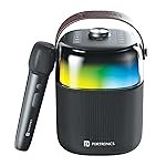 Portronics Dash 4 50W Wireless Bluetooth Party Speaker with Karaoke Mic, Upto 6 Hours Playtime, HD Sound, Bass Boost Technology, EQ Modes, 360Â° RGB Lights, BT 5.3v, AUX in, Type C Charging(Black)