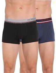 U.S. Polo Assn. Mens Solid Cotton Spandex I014 Trunks - Pack Of 2 (BLA