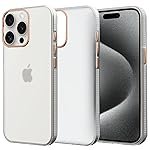 amazon basics Premium Frosted Case | Sleek Translucent Matte Anti-Slip, Drop and Camera Protection |Back Case Cover for iPhone 15 Pro Max 6.7″- Translucent White