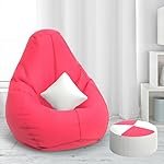 Pi Bean Bags with Beans Filled XXXXL Bean Bag with Free Cushion and Footrest – Official : ZenSack(Color : Pink)