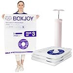 BOXJOY         (80x100cm) Transparent Vacuum Storage Bags for Packing Clothes Blanket Pillows Cloth Space Saver Suction Vaccine Air Compression Bag with Travel Vaccum Hand Pump
