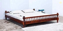 MAMTA DECORATION Sheesham/Rosewood Queen Size Bed Without Storage for