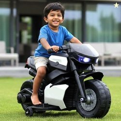 Toyzone Charlie Mini Electric Bike (Black & White) | 6V Rechargeable B