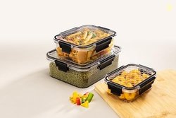 ATTRO Smart Lock Fridge Containers PET Plastic Jars Airtight Lids Mult