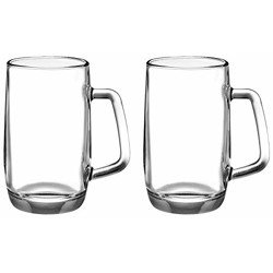 Amazon Brand - Solimo Troilus Glass Beer Mug Set, 470ml, Set of 2, Tra