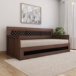 Home Centre Helios Lewis Anne Brown Wooden Convertible Sofabed - 200cm