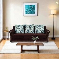 Peachtree Alton 3 Seater Sofa with Velvet Printed 3 Pillows for Living