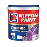 Nippon Paint Satin Glo+ Premium Interior Emulsion Paint(20L, White, Luxury Sheen)-Ultra Low VOC, Washable Paint, Safe for Kids-20% higher Coverage-For Living Room, Bedroom, Home Walls-20 Ltr