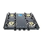 Thermador EcoFlame 4 Burner Gas Stove Glass Top Manual Ignition | Brass Plated Burners | Four Burner Gas Stove | LPG | ISI Certified | 1 Yr Manufacturer Warranty