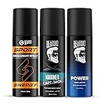 BEARDO Sport Energy Deodorant Spray for Men 150ml, Mariner Captain Jack 120ml & Power Perfume Deo 150ml (Set of 3)