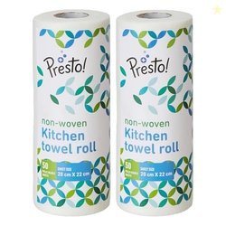 Amazon Brand - Presto! Non-Woven Reusable Kitchen Towel Roll | 50 Pull