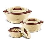 Milton Royal Jr. Insulated Inner Stainless Steel Casserole,Set of 3, (410 ml, 830 ml, 1.27 Litres),Brown | BPA Free |Food Grade | Easy to Carry | Easy to Store | Ideal For Chapatti | Roti | Curd Maker
