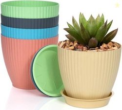 BELLERBIRD Multicolor 6 inch flower pot for home outdoor & indoor, Pla