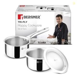 Bergner Tripro Triply 3 Pcs Stainless Steel Cookware Happy Set - Tope
