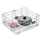 SmartSlide Stainless Steel Plain Drawer Basket (19 x 20 x 8 Inch) | Heavy-Duty Pull-Out Organizer for Modular Cabinets & Utensil Storage | Nickel-Chrome Finish