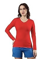 Femmora Comfortable Fit V Neck Full Sleeves Solid Tshirt with Lightweight and Breathable Cotton Fabric, for Women, Pack of 1