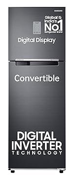 Samsung 256 L, 3 Star, Convertible, Digital Inverter with Display Frost Free Double Door Refrigerator (RT30C3733BX/HL, Luxe Black)
