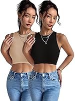 Toochki Tops for Women Crop Top for Women’s Tank Activewear Tee Sports Western Casual Cotton Camisole Pack of 2 Combo