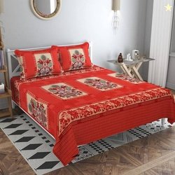 pinklilly Woolen Double Flat 200 TC Floral Bedsheet