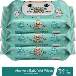 Mamma Love 99% Pure Water Baby Wet Wipes with Lid | Pack of 3 | 72 pcs