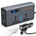 Vantro 200W Car Power Inverter/Laptop Charger with 3 USB (6.2A Max) & 1 C Type(1 * 27WPD) Smart USB Ports, 2 AC Universal Outlets and 12V DC to 220V AC with QC3.0 Model P2