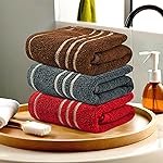 Urbane Home Pack of 3 Soft Cotton Face Towels for Men & Women/Ladies | Pocket Towels & Workout Gym Napkins for Men – Red, Dark Grey & Brown