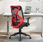 Da URBANÂ® Merlion Office Chair, Mid Back Mesh Ergonomic Home Office Desk Chair with 3 Years Warranty, Adjustable Armrests,Tilt Lock Mechanism (Red)
