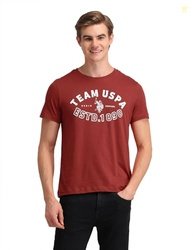 U.S. Polo Assn. Denim Co. Men's Brown Logo Crew Neck Half Sleeve Casua