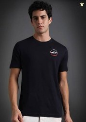 DUCATI Men Printed Round Neck Pure Cotton Navy Blue T-Shirt